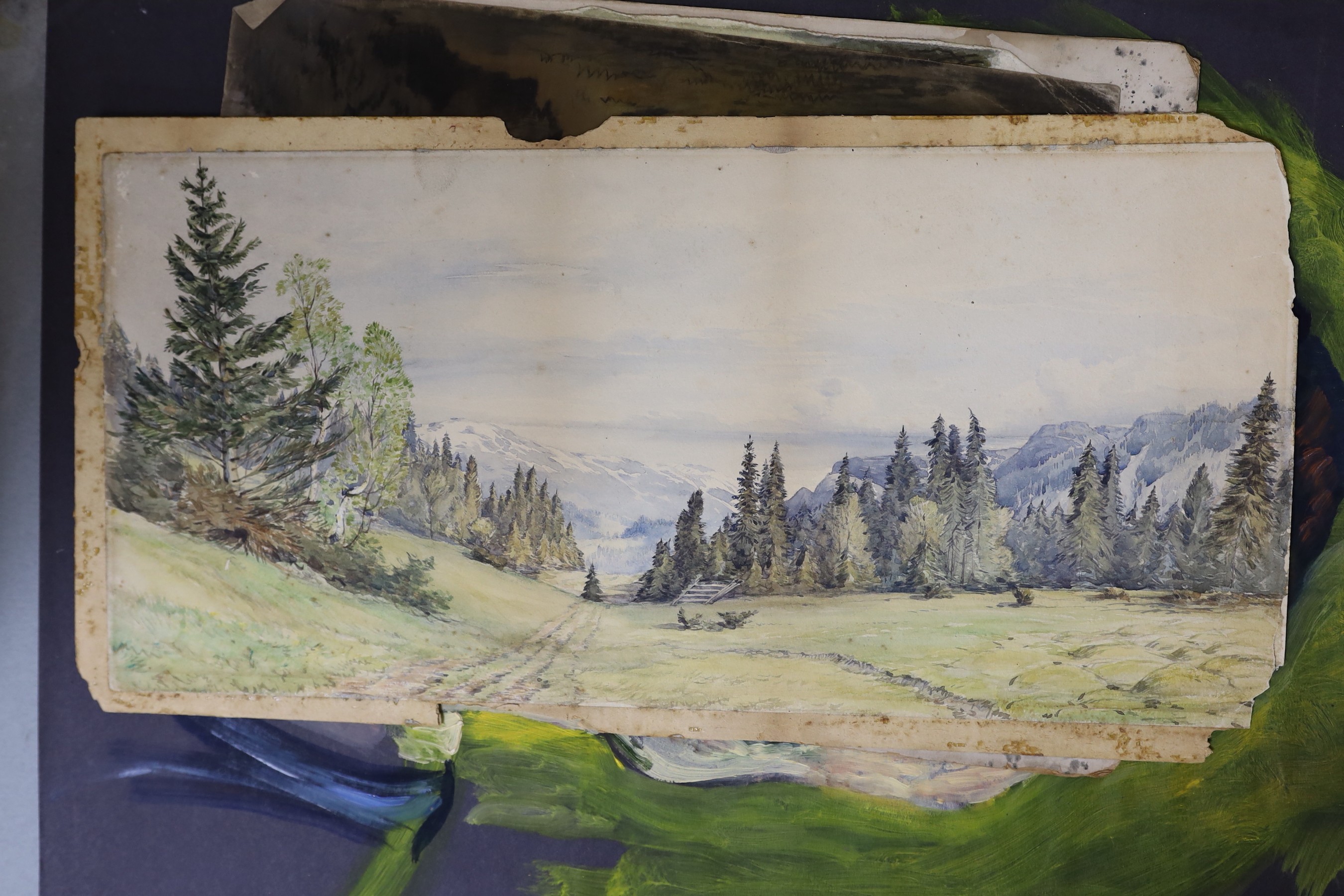 Modern British, a folio of assorted works including oil on paper portraits, and watercolour still life together with a few earlier works, largest 46 x 42cm